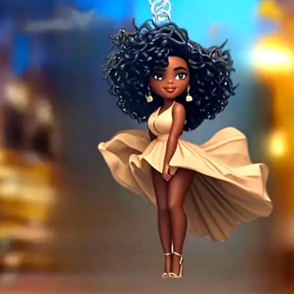 Brown Sugar Lady 2D Acrylic Keychain Charm - Picture 1 of 9